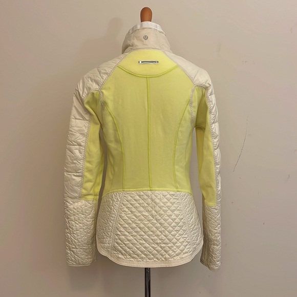 Lululemon Neon Yellow & White Quilted Fleece Jacket Size 8 - Picture 5 of 7